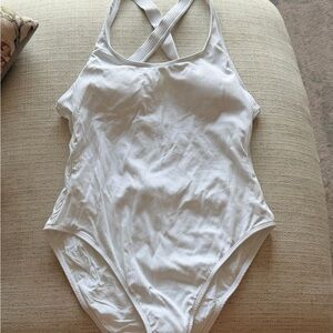 NWT- Andie White Ribbed Crossback One-Piece Swimsuit